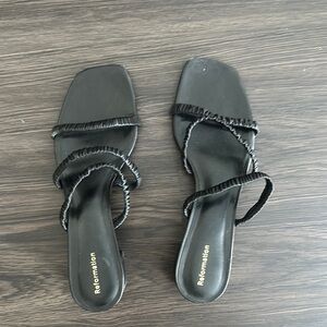 Reformation Black Minimalist Sandals